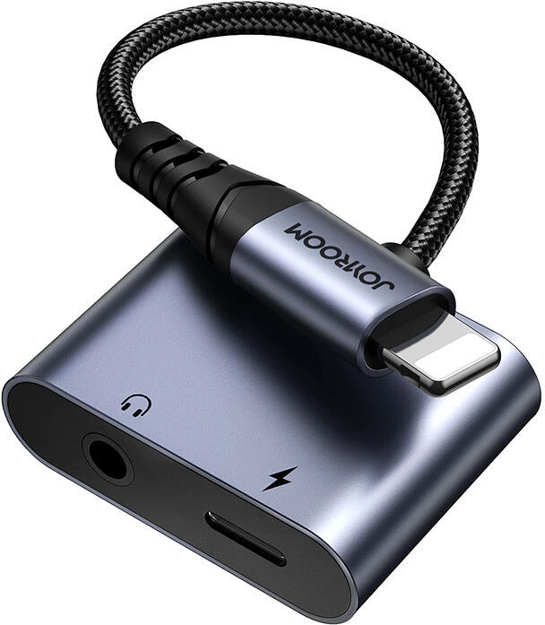 Adapter audio 2-në-1 Joyroom SY-L01, Lightning në 3.5mm + Lightning, argjend