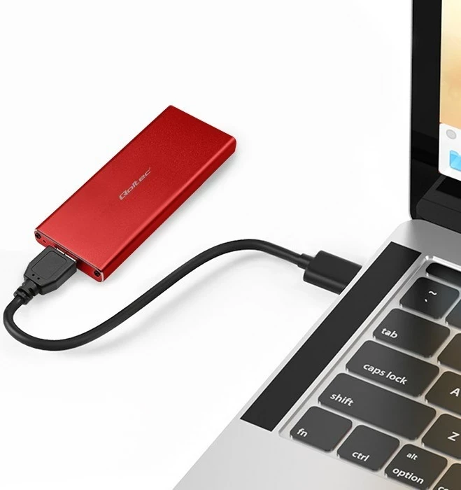Kasë SSD Qoltec 51831, M.2, USB 3.0, 2TB, Kuqe