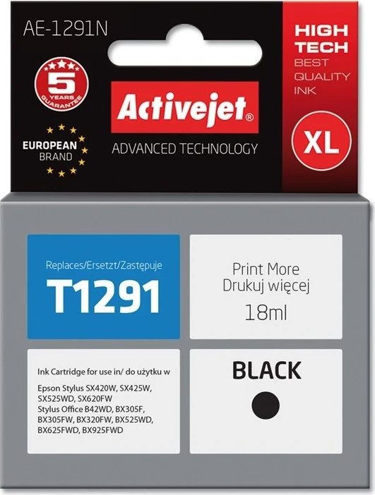 Ngjyrë zëvendësuese Activejet AE-1291N për printer Epson, 18 ml, e zezë