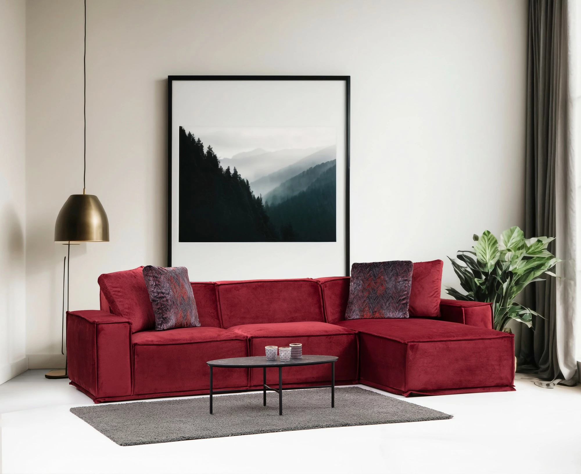 Kënd-sofë Atelier del Sofa, Lego Corner 9, ngjyrë burgundy, 300x170cm