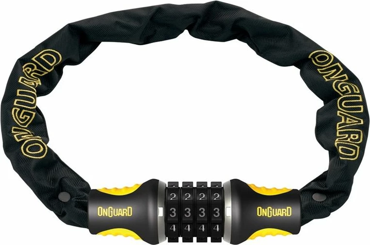 Kandado zinxhir për biçikletë OnGuard Mastiff 8125 (ONG-8125), 120 cm, kombinim 4 shifra, 4 mm, e zezë