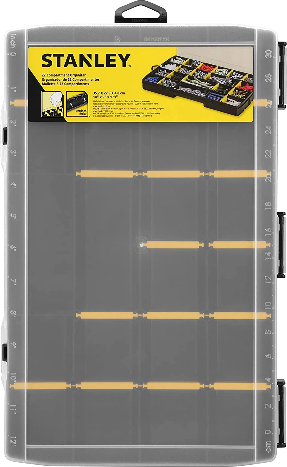 Organizator veglash Stanley STST81681-1 14\" (35.7 x 22.9 x 4.8 cm) me ndarës të rregullueshëm, kapak transparent
