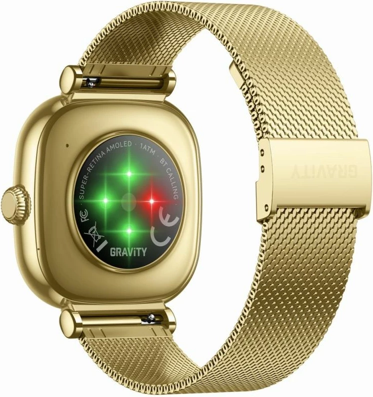 Smartwatch për femra Gravity GT32-1, gold me rrip rezervë rozë