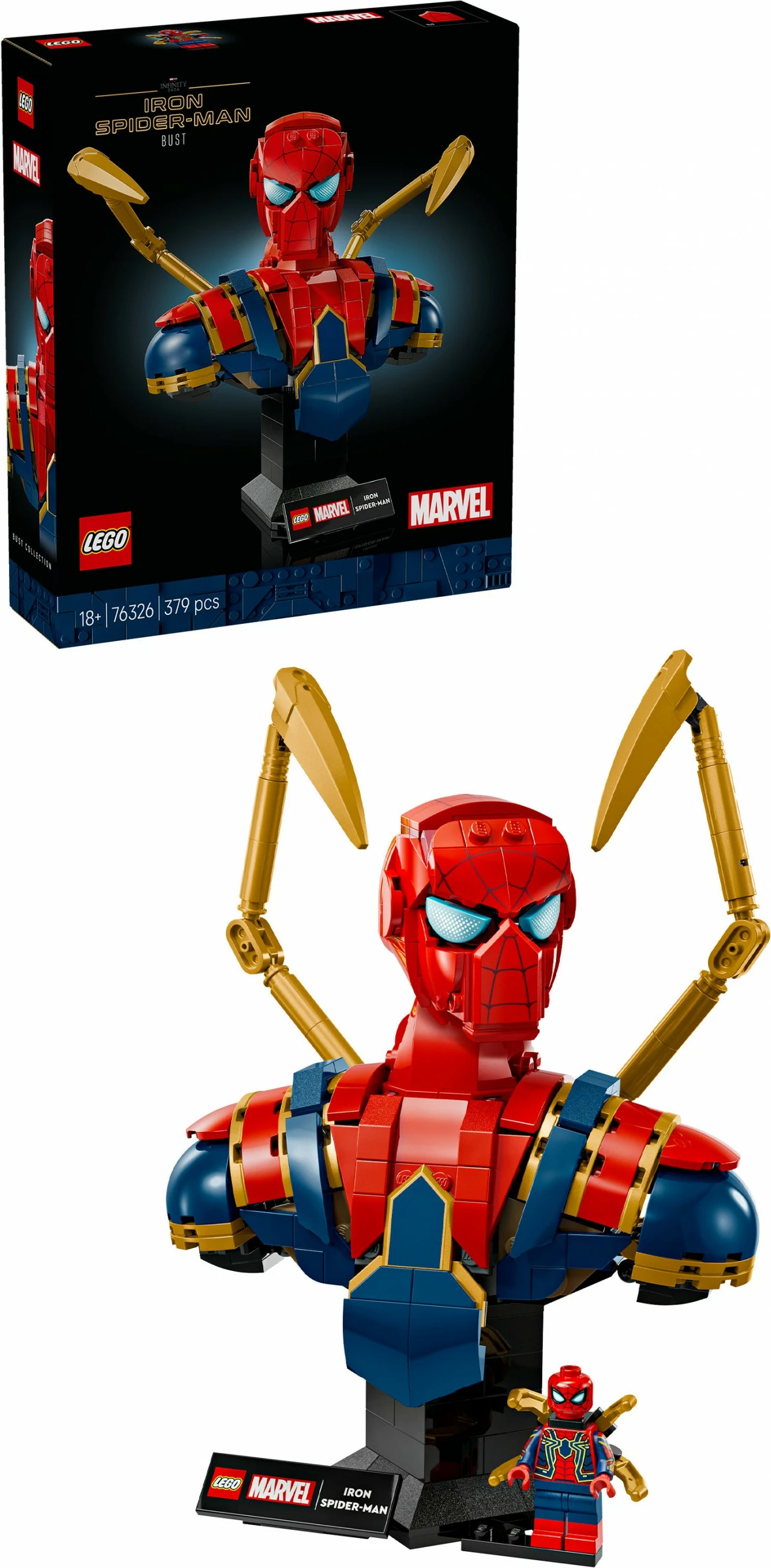 Set ndërtimi LEGO Marvel Iron Spider-Man bust 379 pjesë multikolor