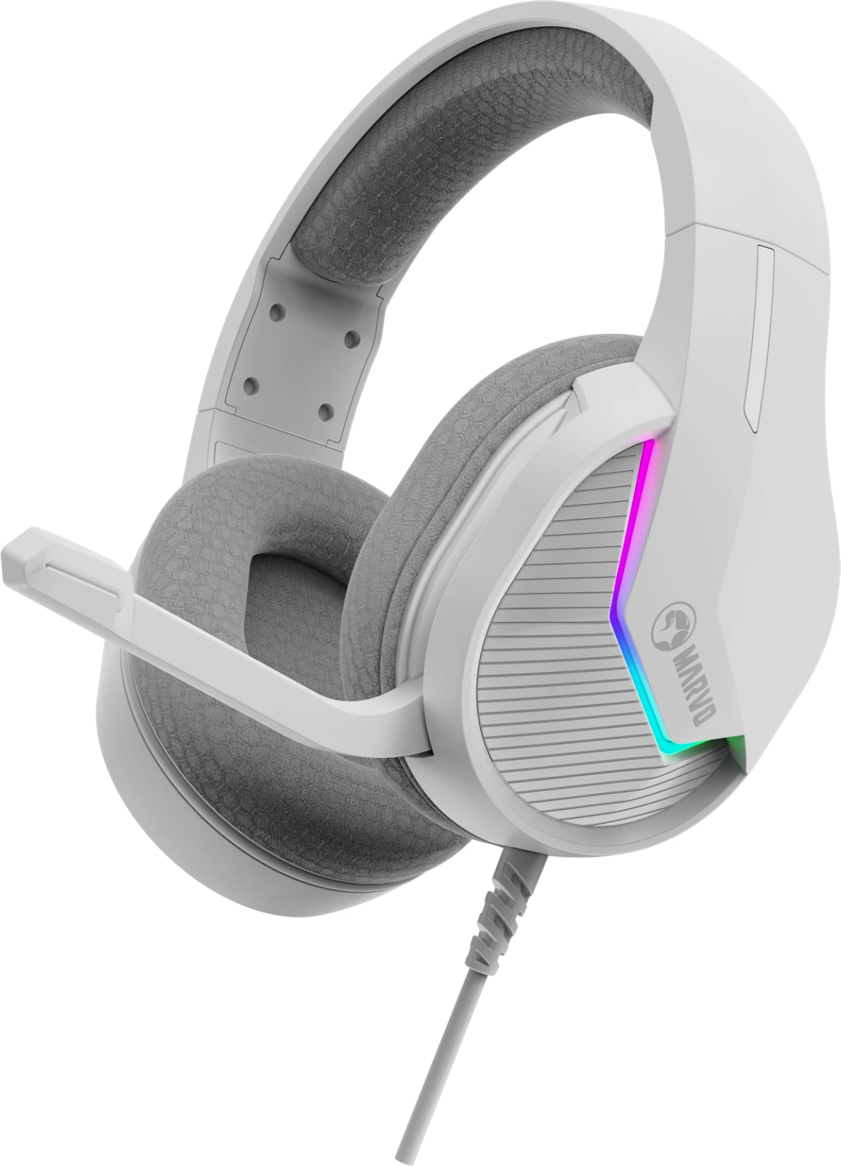 Kufje Marvo H8618 me mikrofon, RGB, me kabllo (USB/3.5 mm), të bardha