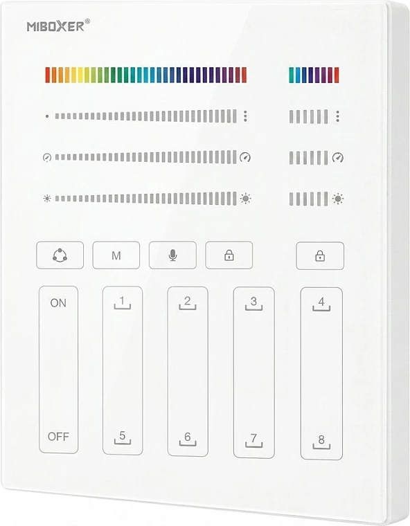 Panel komandues smart për Pixel LED SPI Miboxer, RGB+WW (RGB/RGBW/RGB+CCT), i bardhë