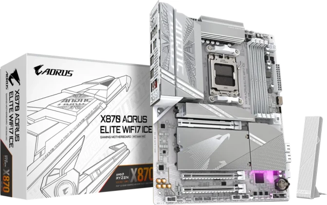 Pllakë amë GIGABYTE X870 AORUS ELITE WIFI7 ICE, AM5, ATX, DDR5, WiFi 7, 2.5GbE, USB4, e bardhë