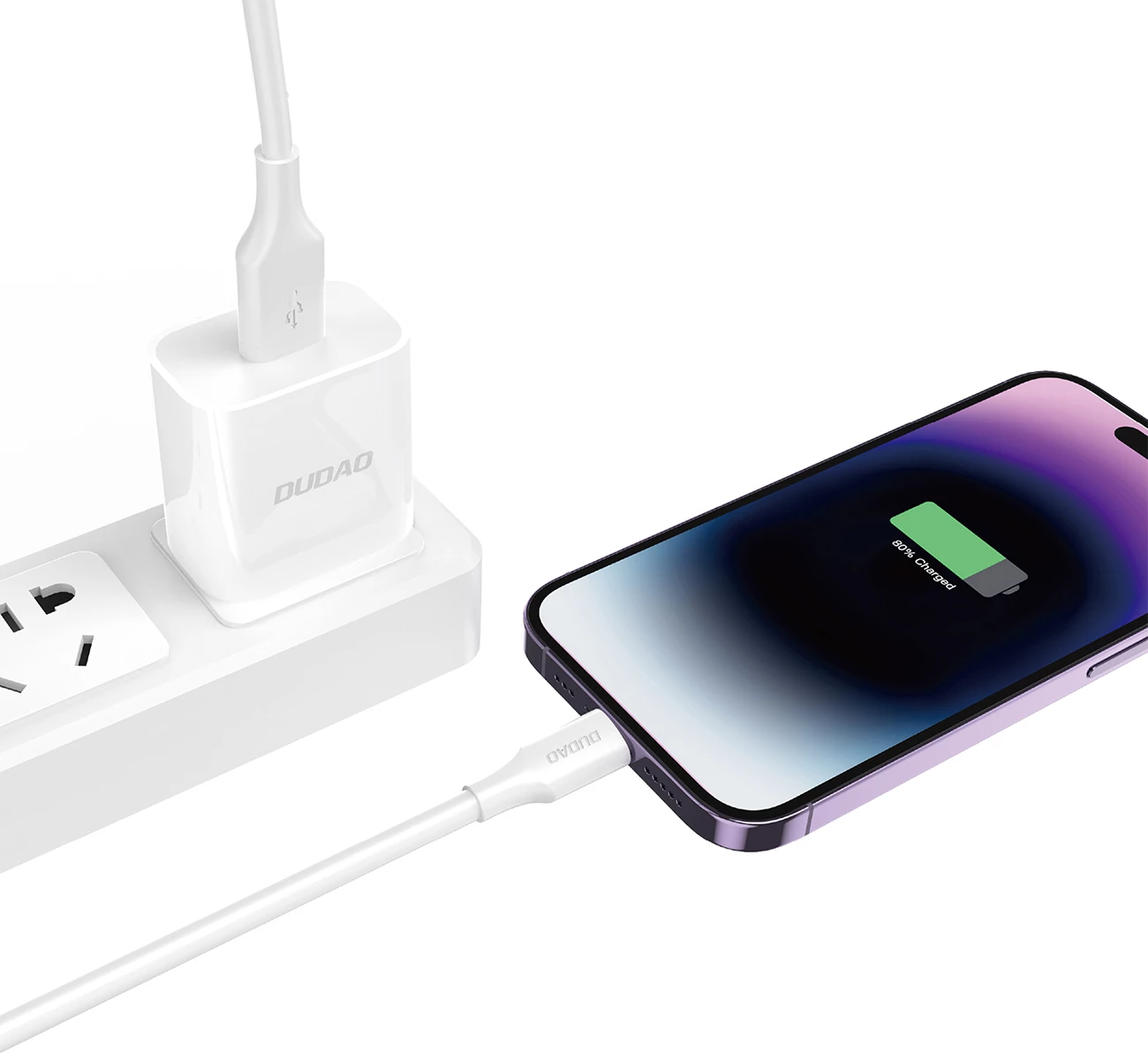 Kabllo Dudao L2sL USB-A në Lightning, 1.2m, 6A, e bardhë