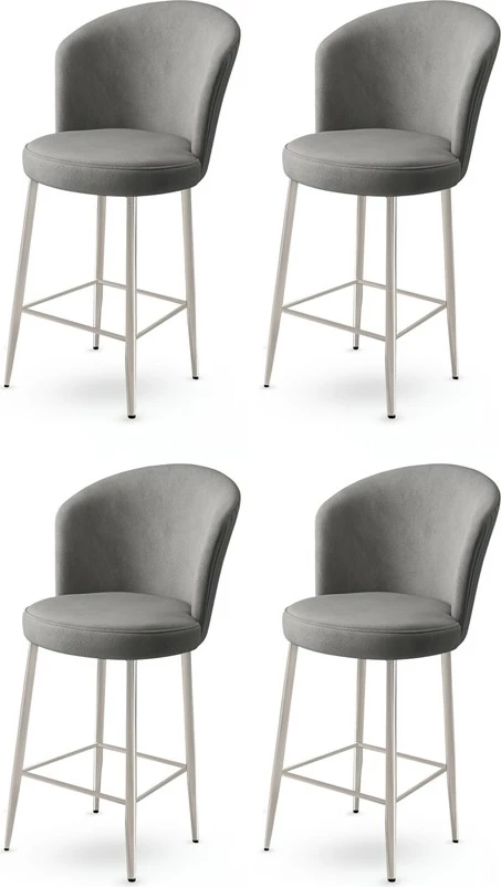 Set karrigesh për bar (4 copë), Hanah Home, Fora, gri, krom
