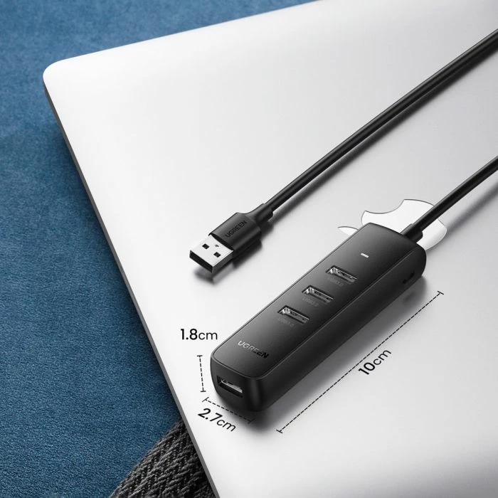 USB hub UGREEN 80657, 4 porta USB 3.0, kabllo 1m, i zi, në kuti