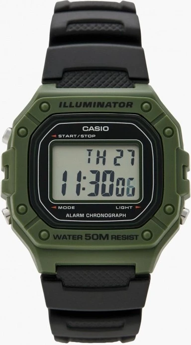Orë dore Casio W-218H-3AV, e zezë/gjelbër
