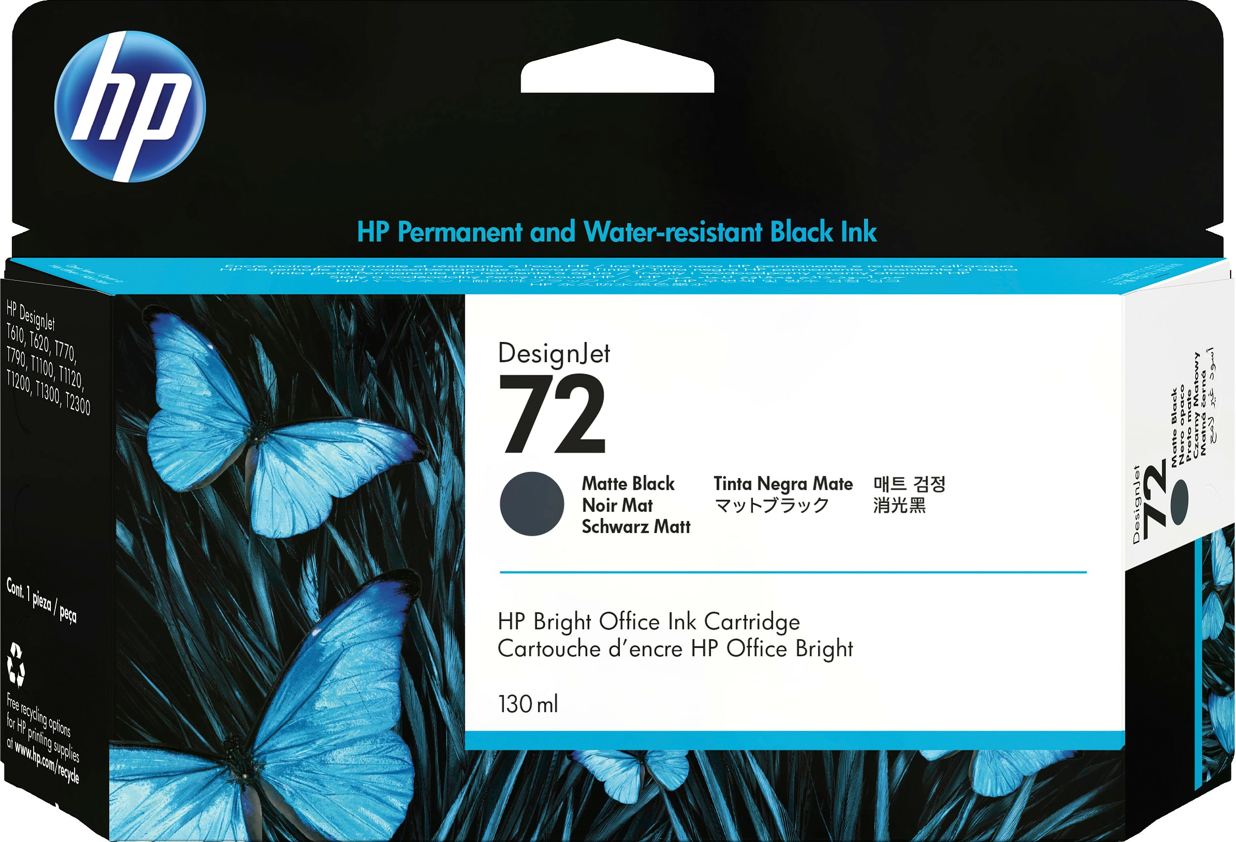 Kartushë boje HP 72 për HP DesignJet, 130 ml, Matte Black