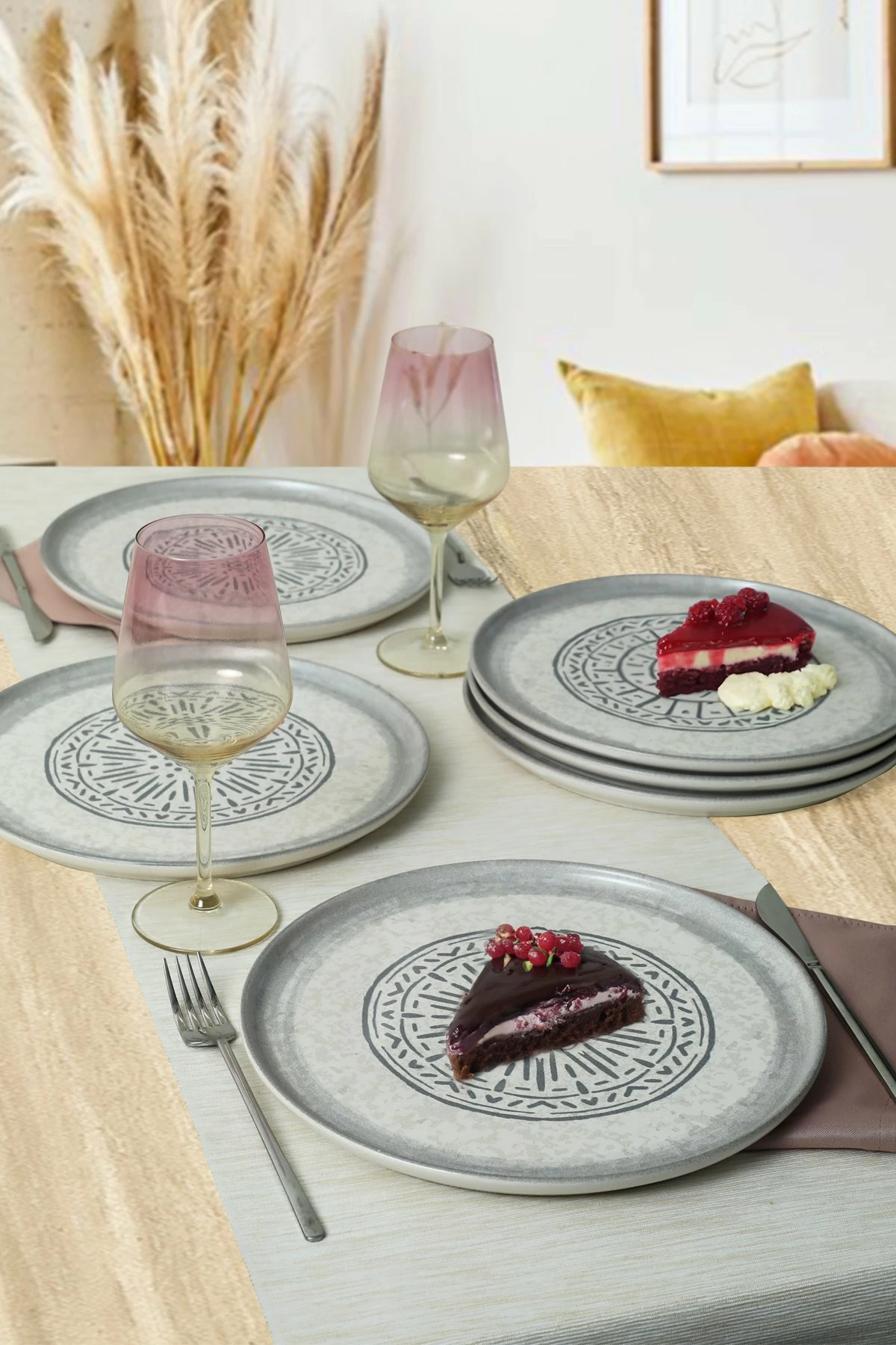 Set pjatash shërbimi (6 copë), Hermia Concept, ngjyrë e bardhë mat, 28cm