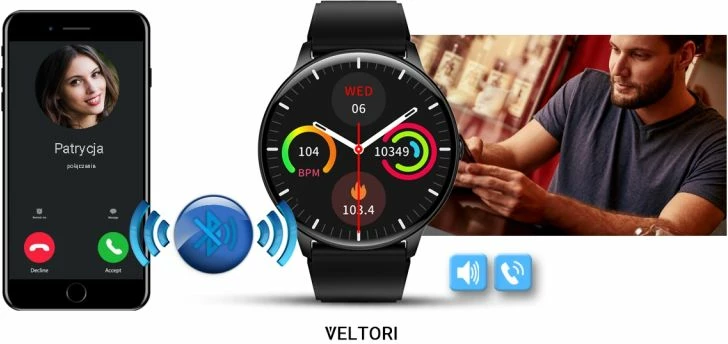 Smartwatch VELTORI, e zezë