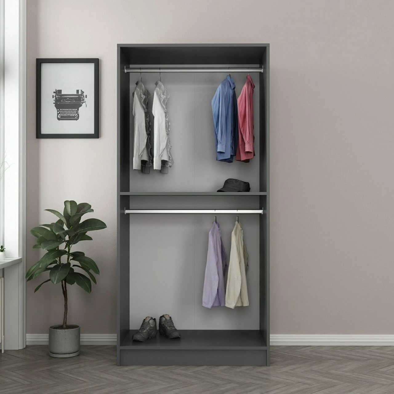 Dollap Skye Decor, pasqyrë Kale, anthracite-lisi, 210cm