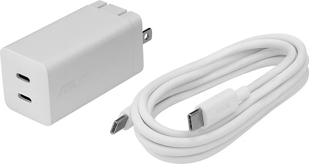 Karikues USB-C ASUS AC65-05, 65W GaN, 2x USB-C PD/PPS, i bardhë