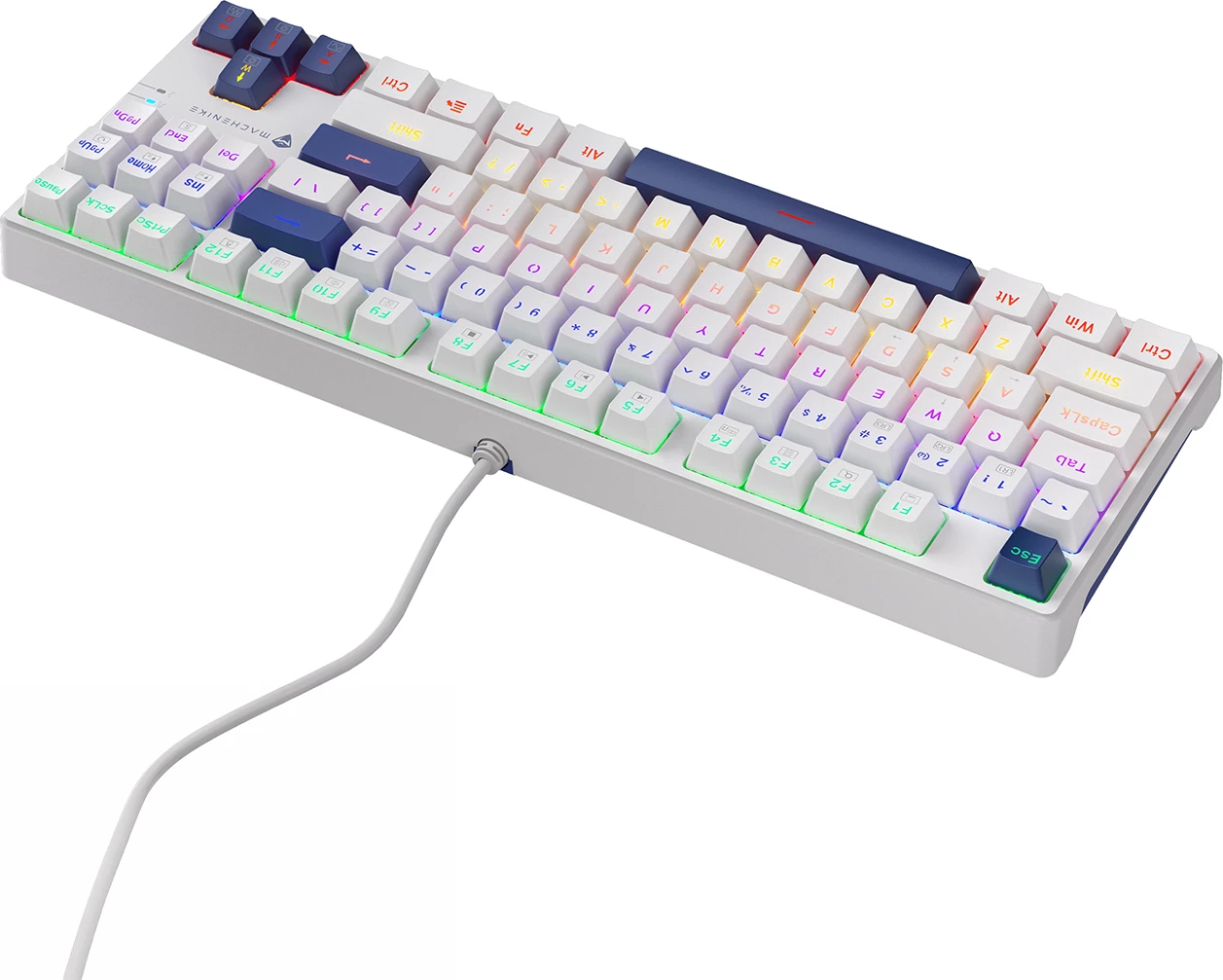 Tastierë mekanike gaming me kabllo Machenike K500B-B87 TKL 87 taste, Hot-Swap 3-pin Red Switch, LED backlight, e bardhë, set në kuti