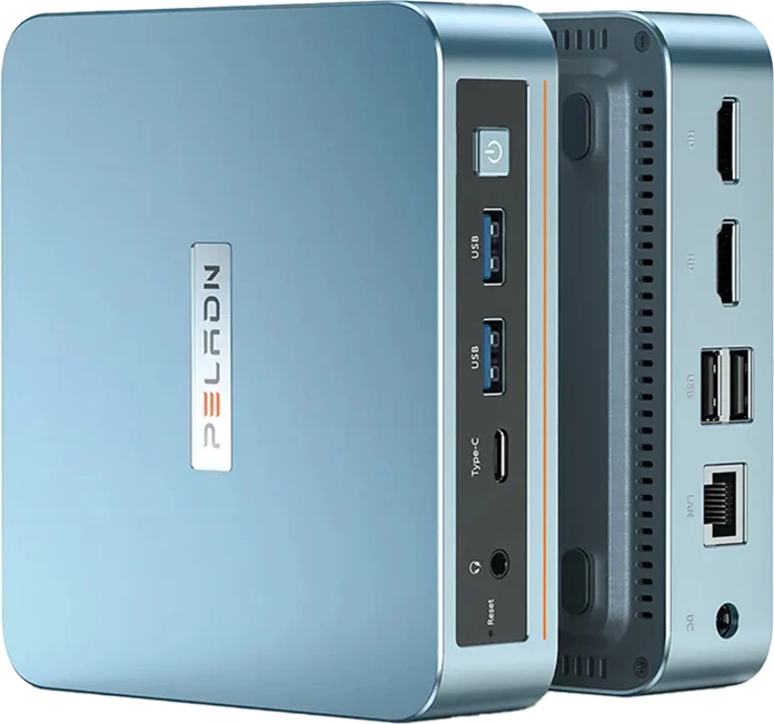 Kompjuter mini, Peladn, WI-6 N150, Intel N150, 16GB RAM 512GB SSD, USB-C & HDMI 4K, blu
