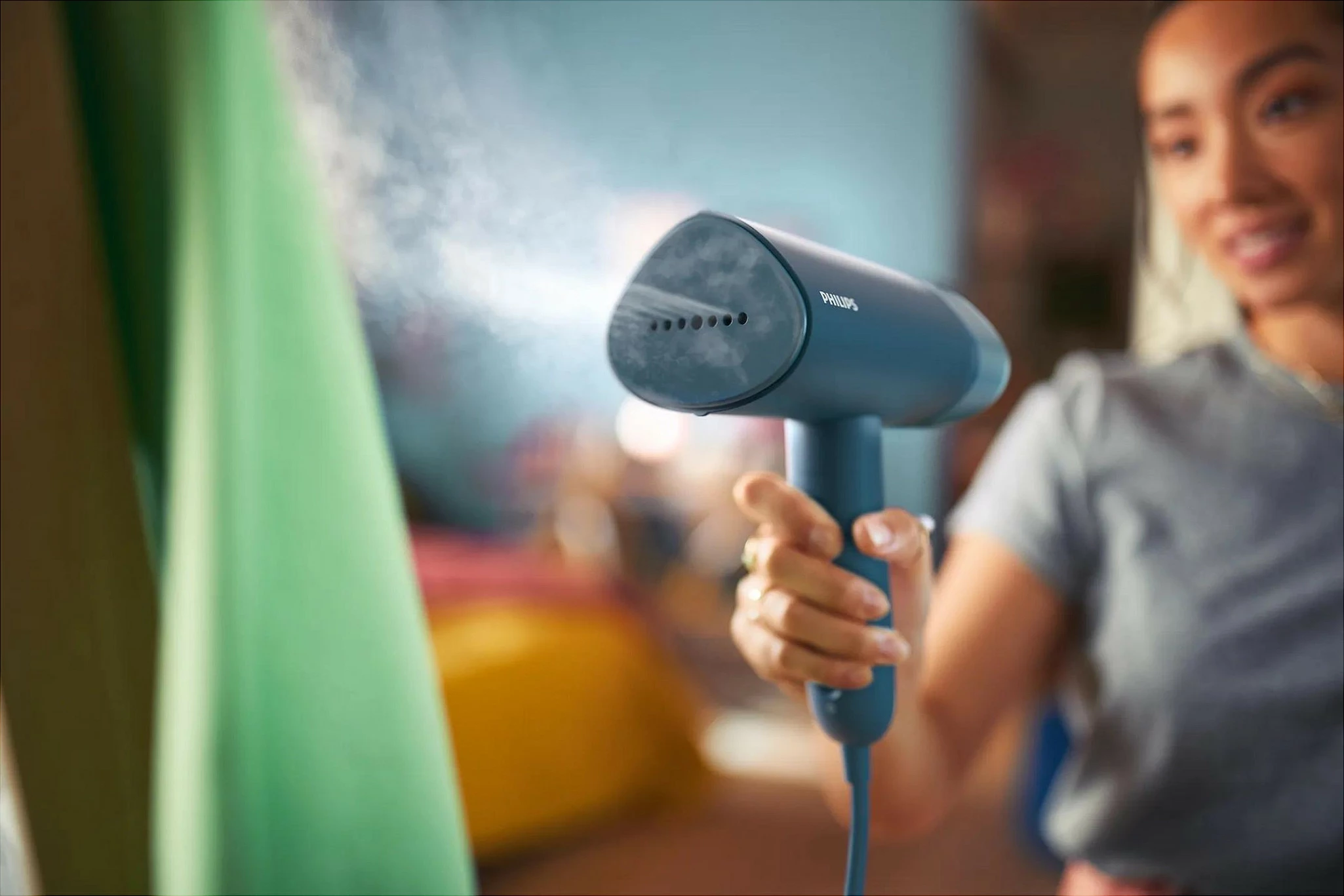 Hekur me avull dore Philips STH 3000/20, steamer për rroba, blu