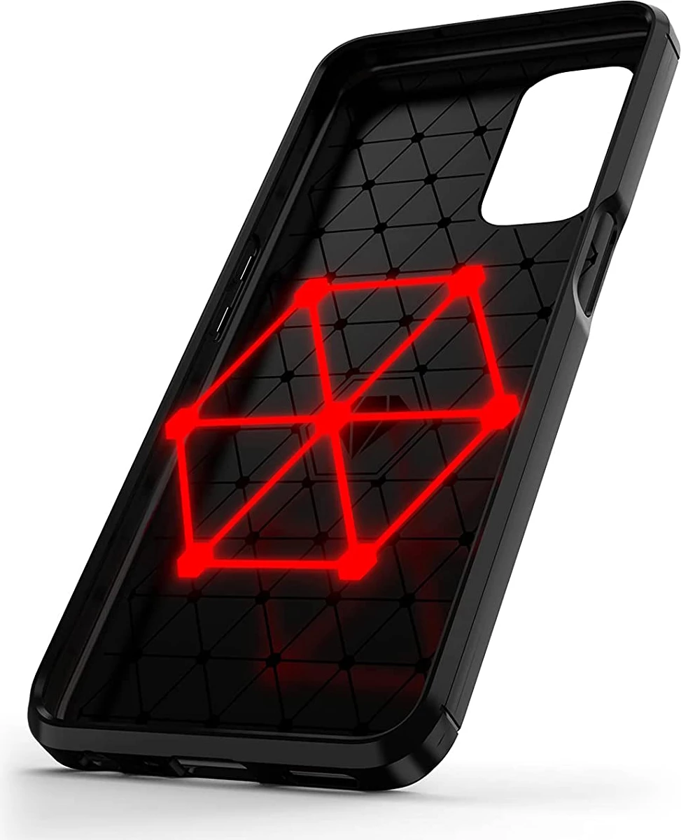 Mbështjellës Hurtel Carbon Case për OnePlus Nord N200 5G, i zi