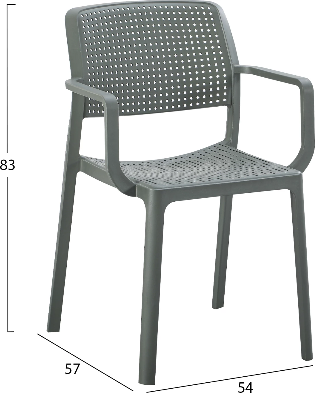 Karrige për tavolinë me karrige për terasë, ngjyrë ulliri e errët, COMFEE FH6102.05, 54x57x83 cm