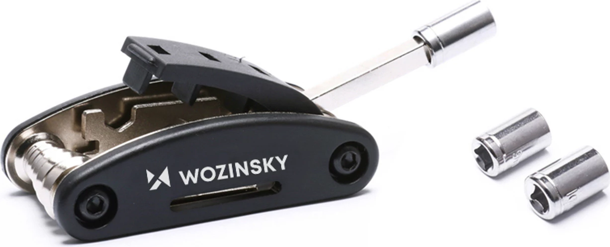 set mjetesh multifunksional për riparim biçiklete Wozinsky WWZ-01N 16-në-1, çelik karbonik i galvanizum, 205 g, 9 x 4.4 cm, zi