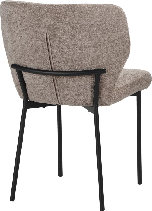 Karrige Mavier, set prej 2 copë, stof bezhë, këmbë metalike të zeza, 48x61.5x82cm