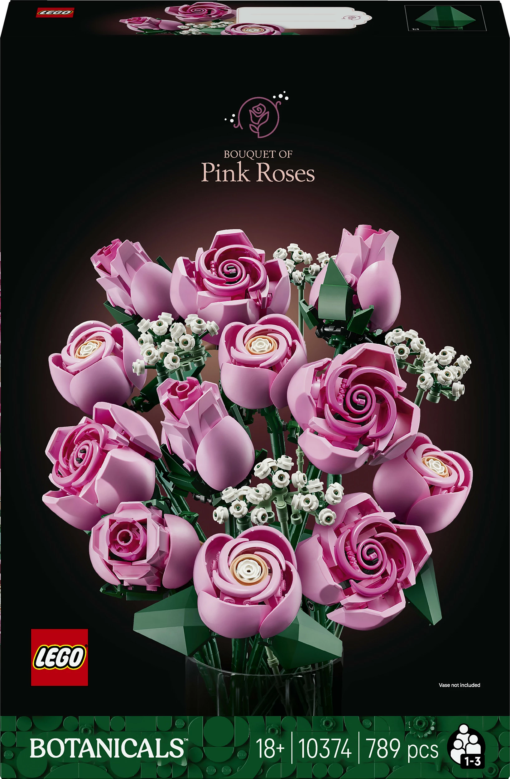 Set ndërtimi LEGO Botanicals 10374 Buqetë Trëndafilash Roze, 789 copë, 18+, multikolor