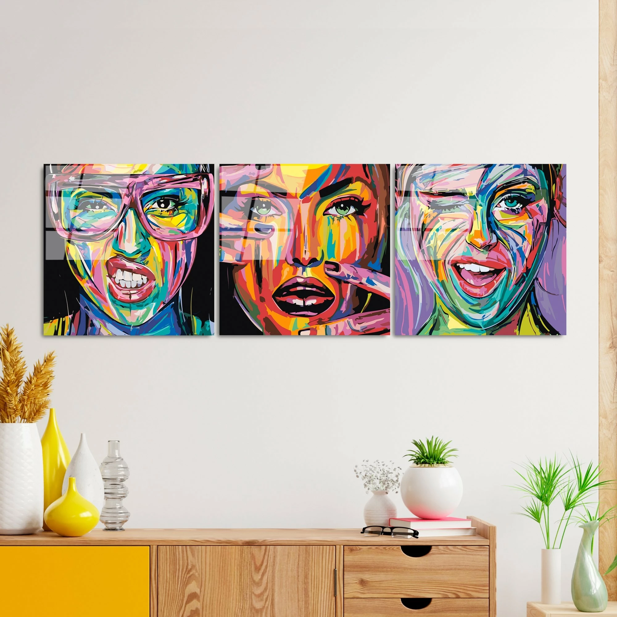 Pikturë dekorative prej xhami të temperuar (3 copë), Wallity, UV-852, 50x50cm