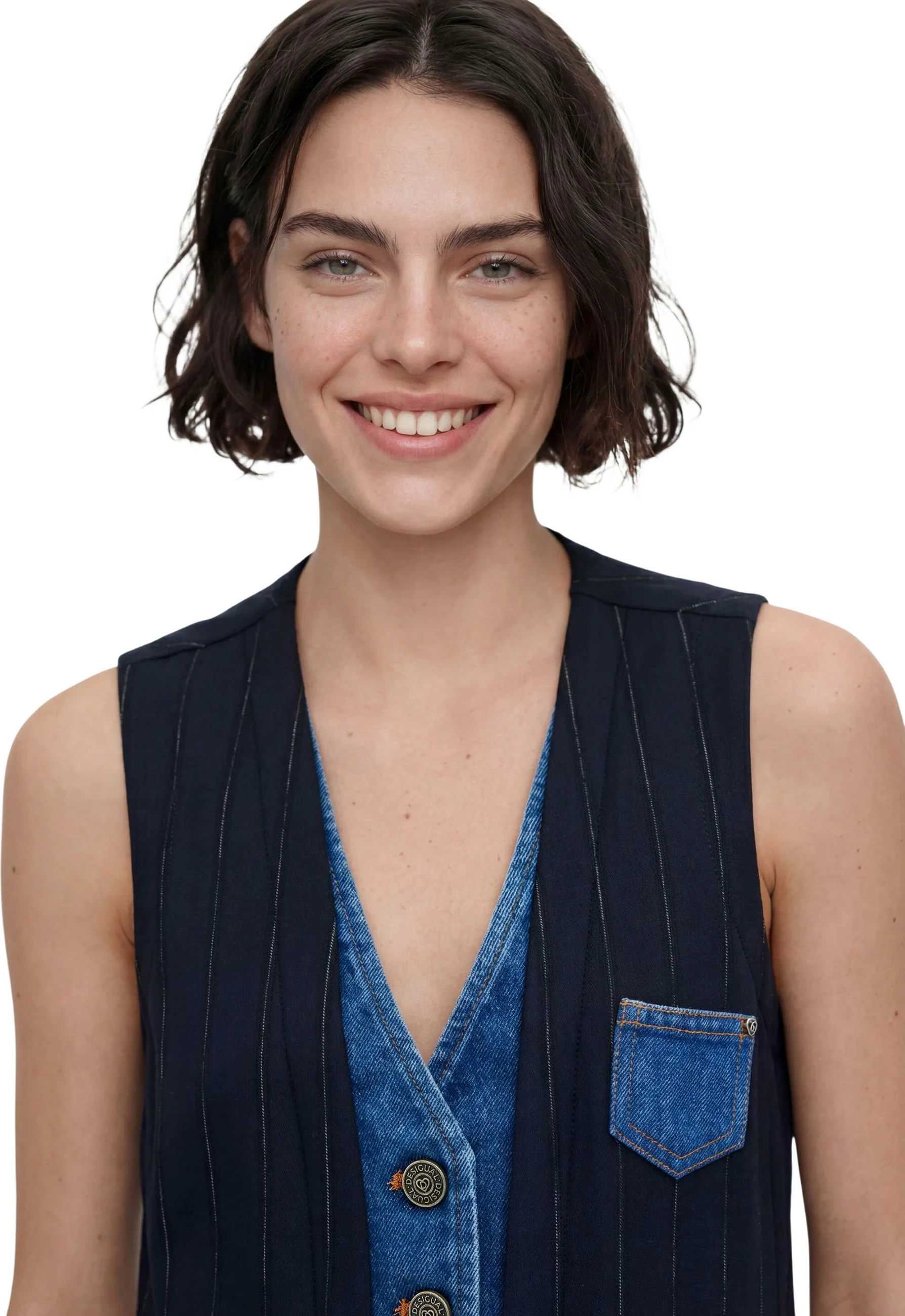 Jelek për femra Desigual CHALECO_DIPLO_DOBLE 26WWEW15, i kaltër [Madhësia: XS]