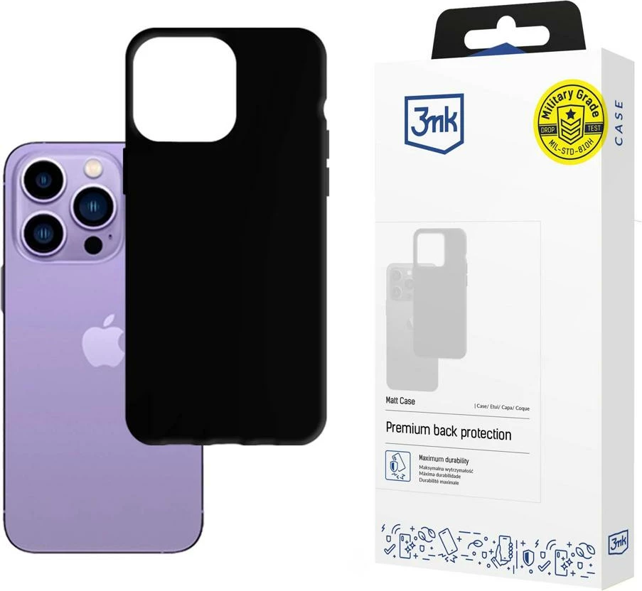 Mbështjellës 3mk Matt Case për iPhone 14 Pro, TPU, i zi