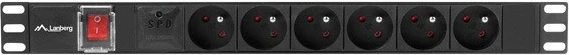 Listë elektrike rack Lanberg PDU-06E-0200-BK, 6 dalje, 1U, 16A, 2m, e zezë