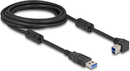 Kabllo USB DeLOCK Type-A në Type-B 90° majtas, USB 3.2 Gen 1, 3 m, 5 Gbps, e zezë