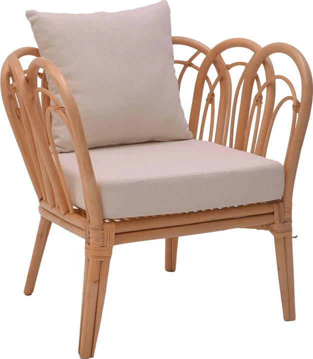 Karrige Tania ratan natyral-jastëk i bardhë 76x76x76cm