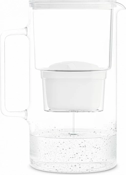 Bokall filtrues uji Wessper Aquamax Crystalline 2.5 L qelq borosilikat, i bardhë, set me 1 fishek