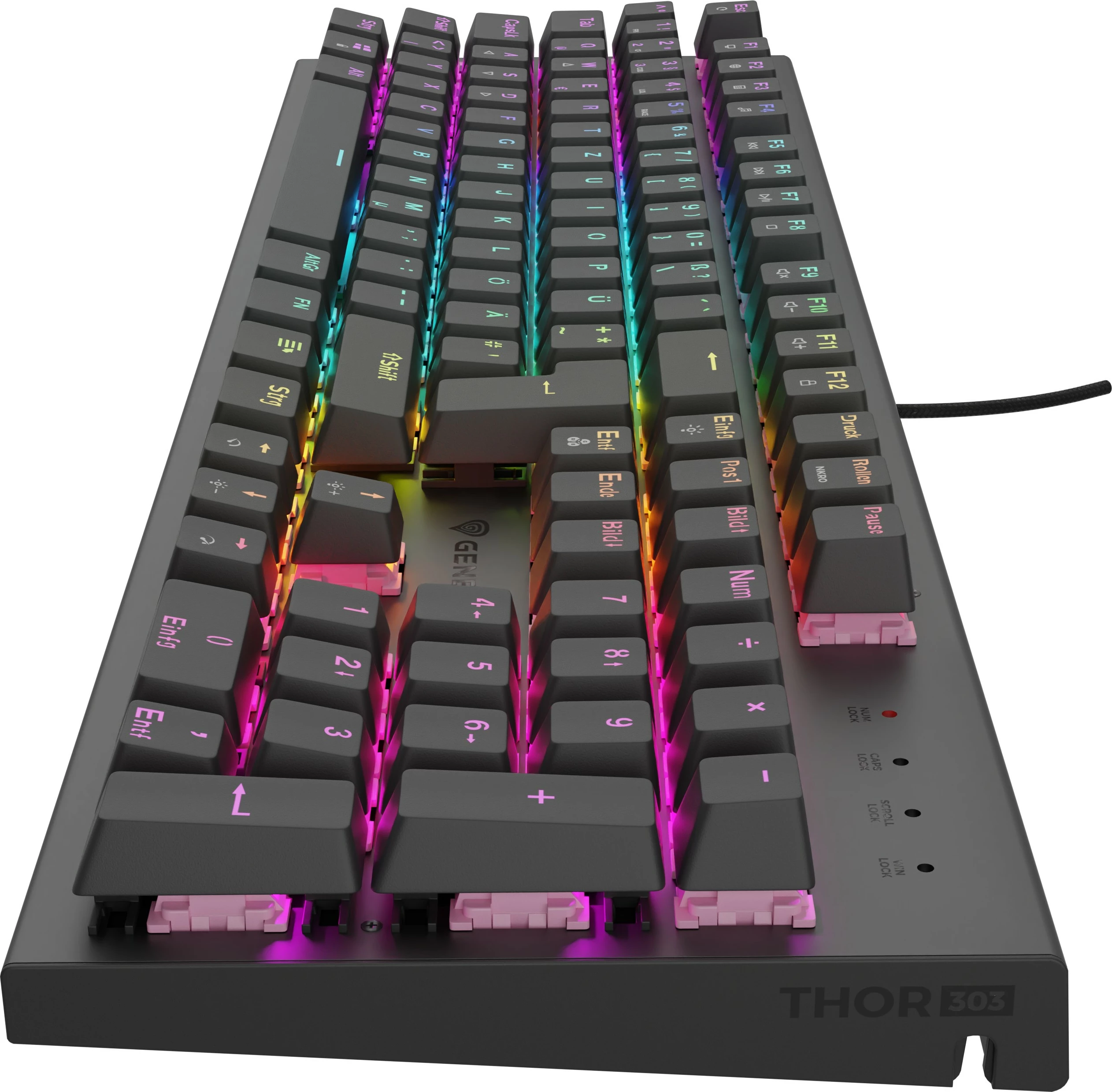 Tastierë mekanike gaming Genesis THOR 303 Silent, RGB, QWERTZ, me kabllo, e zezë