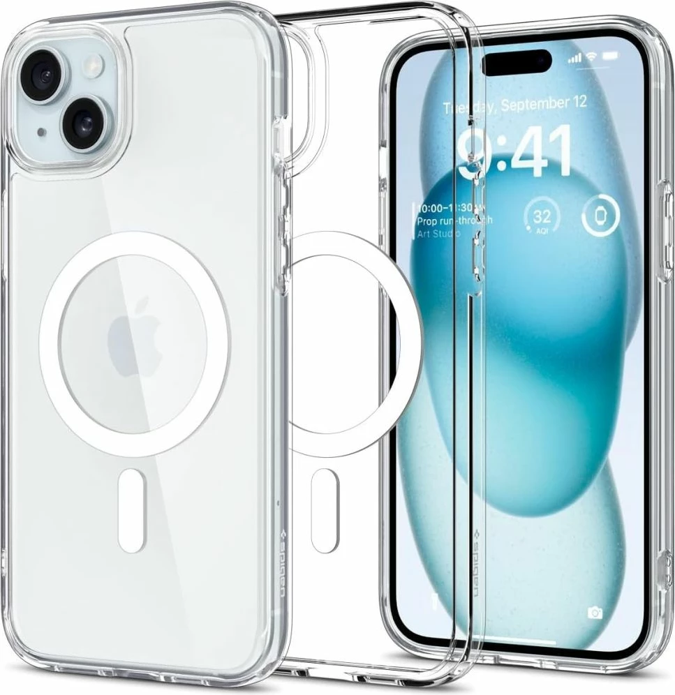 Mbështjellës Spigen Ultra Hybrid Mag për iPhone 15, MagSafe, Transparent/Bardhë