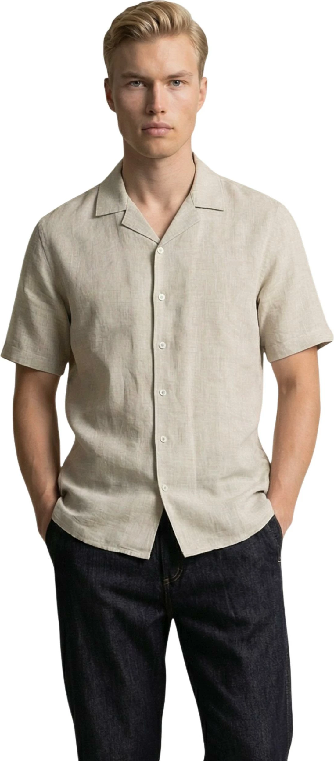 Këmishë me mëngë të shkurta për meshkuj Gianni Lupo GL7658S-S26, bezhë