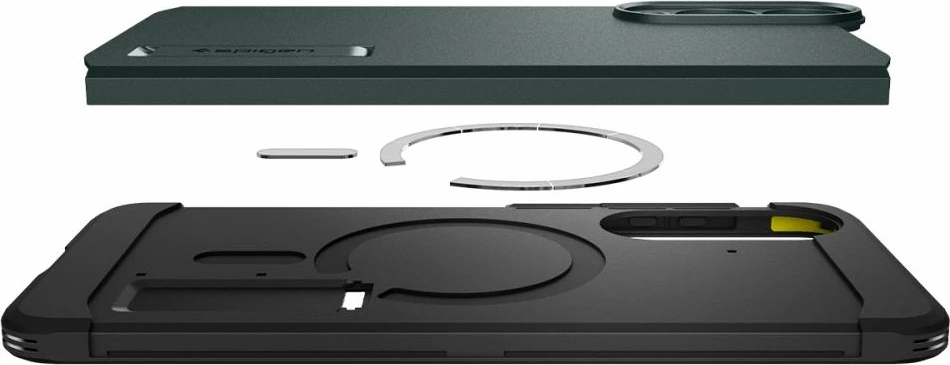 Mbështjellës Spigen Tough Armor MagSafe për Samsung Galaxy S25 Edge, Jeshil/Ezezë
