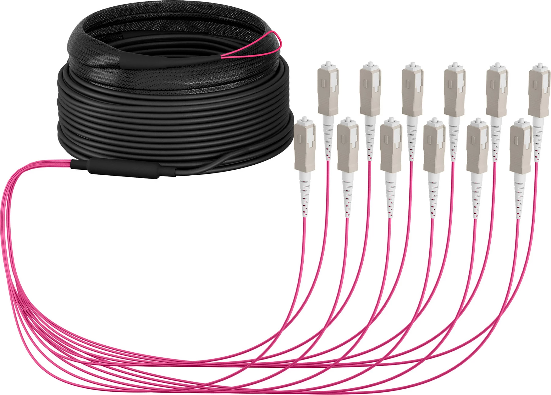 Kabllo fiber optike EFB Elektronik U-DQ(ZN)BH OM4, 12x SC-SC, 40 m, LSZH, bezhë/zi/magenta