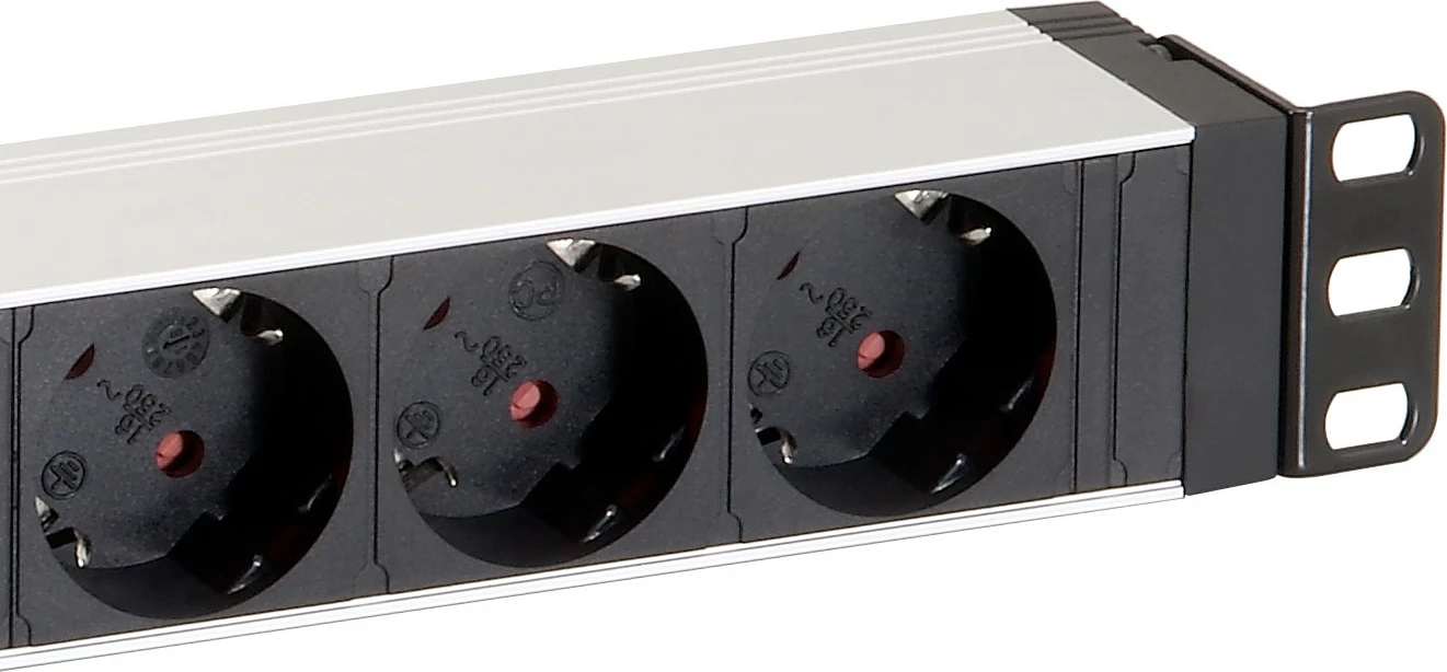 Listë prizash rack Equip 19" 8x Schuko, 1.8m, alumini