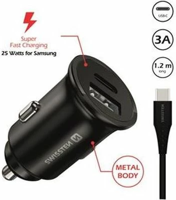 Karikues makine Swissten, 25W, kabllo USB-C/USB-C, 1,2m