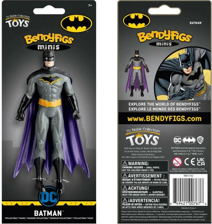 Figurinë mini e përkulshme NOBLE COLLECTION Mini Bendyfigs DC Batman (Comic), 14 cm, gri/zezë