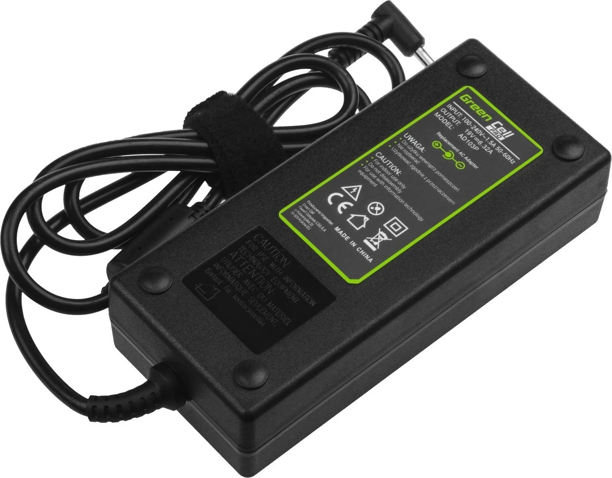Karikues për laptop Green Cell PRO, 120W 19V, i zi