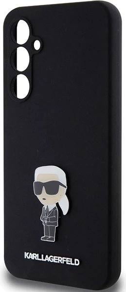 Mbështjellës Karl Lagerfeld Silicone Ikonik Metal Pin për Samsung Galaxy S23 FE, i zi