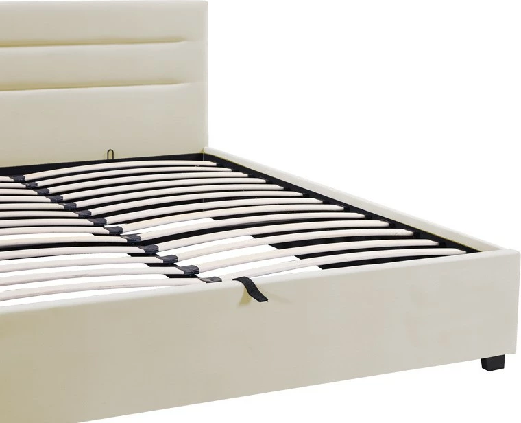 Krevat Molito kadife, ngjyrë ecru, me hapësirë për depo, 150x200cm