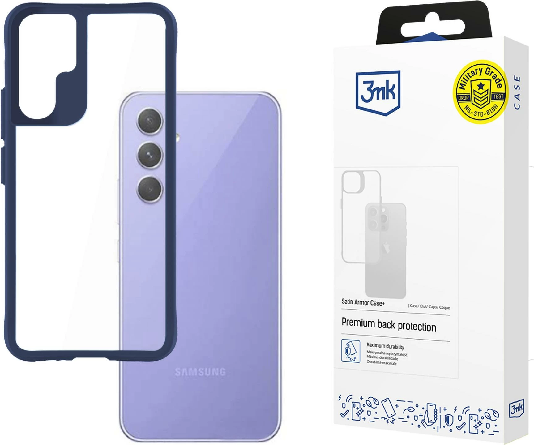 Mbështjellës 3mk Satin Armor Case+ për Samsung Galaxy A54 5G, Transparent/Blue