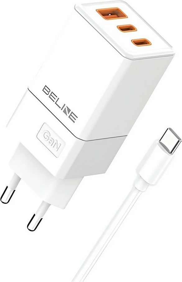 Karikues muri Beline BLN3CW65C, 65W, 2x USB-C + USB-A, me kabllo USB-C, Bardhë