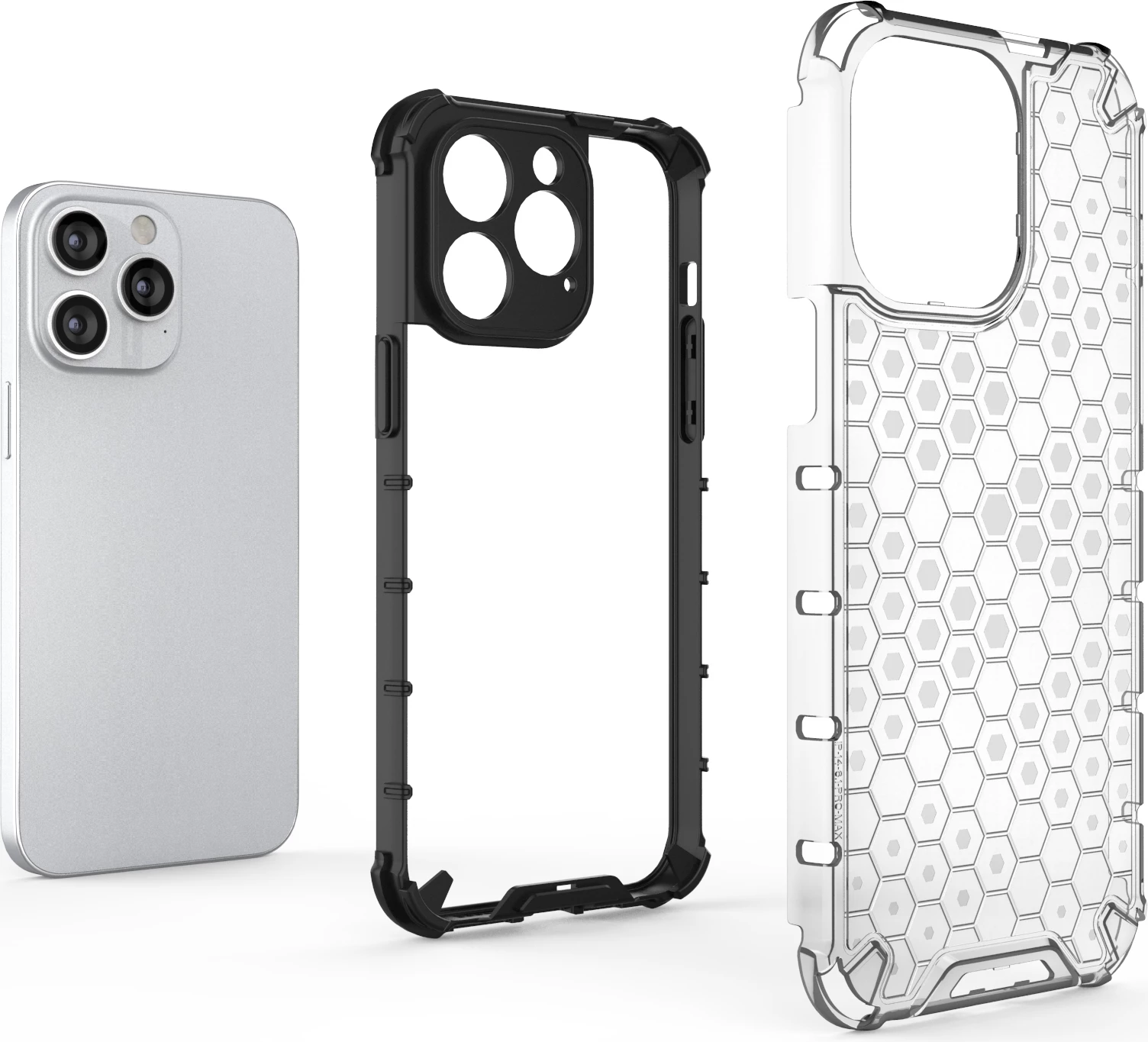 Mbështjellës Hurtel Honeycomb për iPhone 14 Pro, i zi