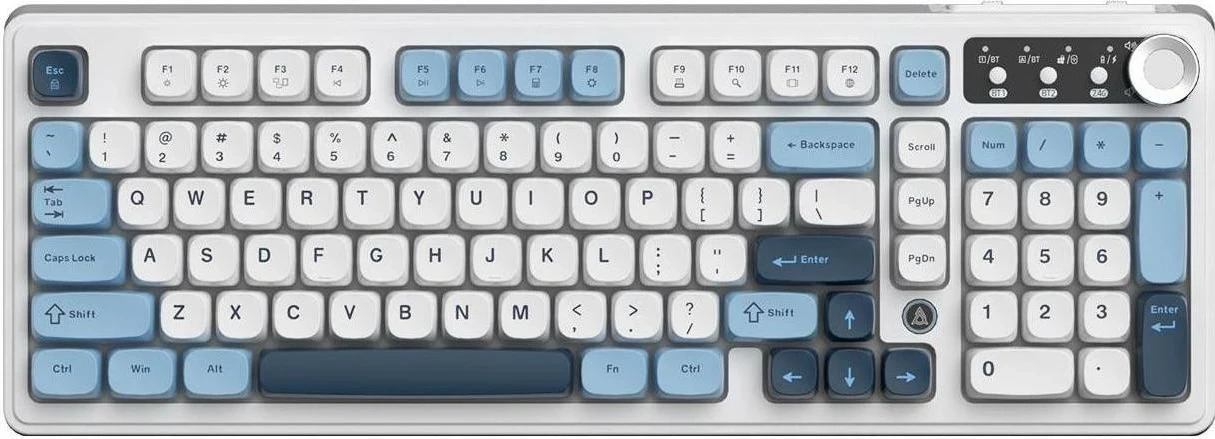 Tastierë wireless Ajazz AF98 PLUS, 98%, RGB, Bluetooth/2.4GHz/USB-C, e bardhë